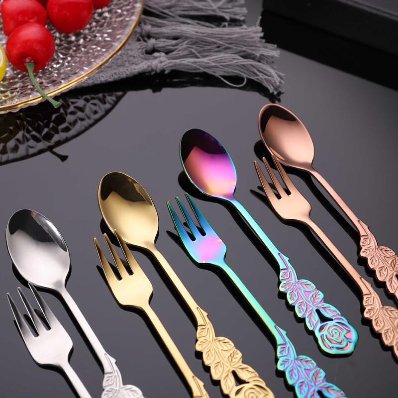 Wutuo Stainless Steel Rose Flower Cutlery Set