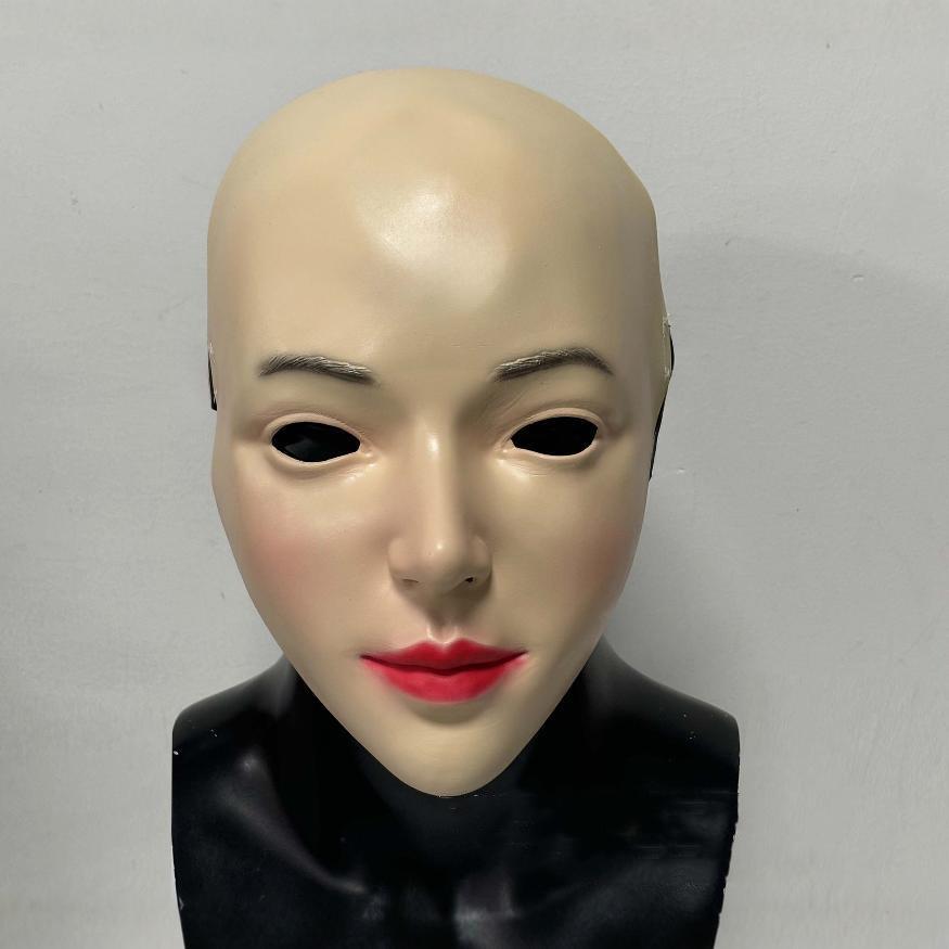 Simulation beautiful woman half face latex mask