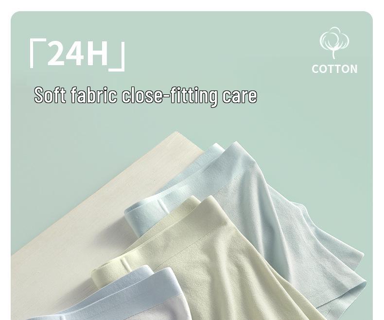 Men's Seamless Mid-Waist Long-Staple Cotton Boxer Briefs - Autumn/Winter Antibacterial 