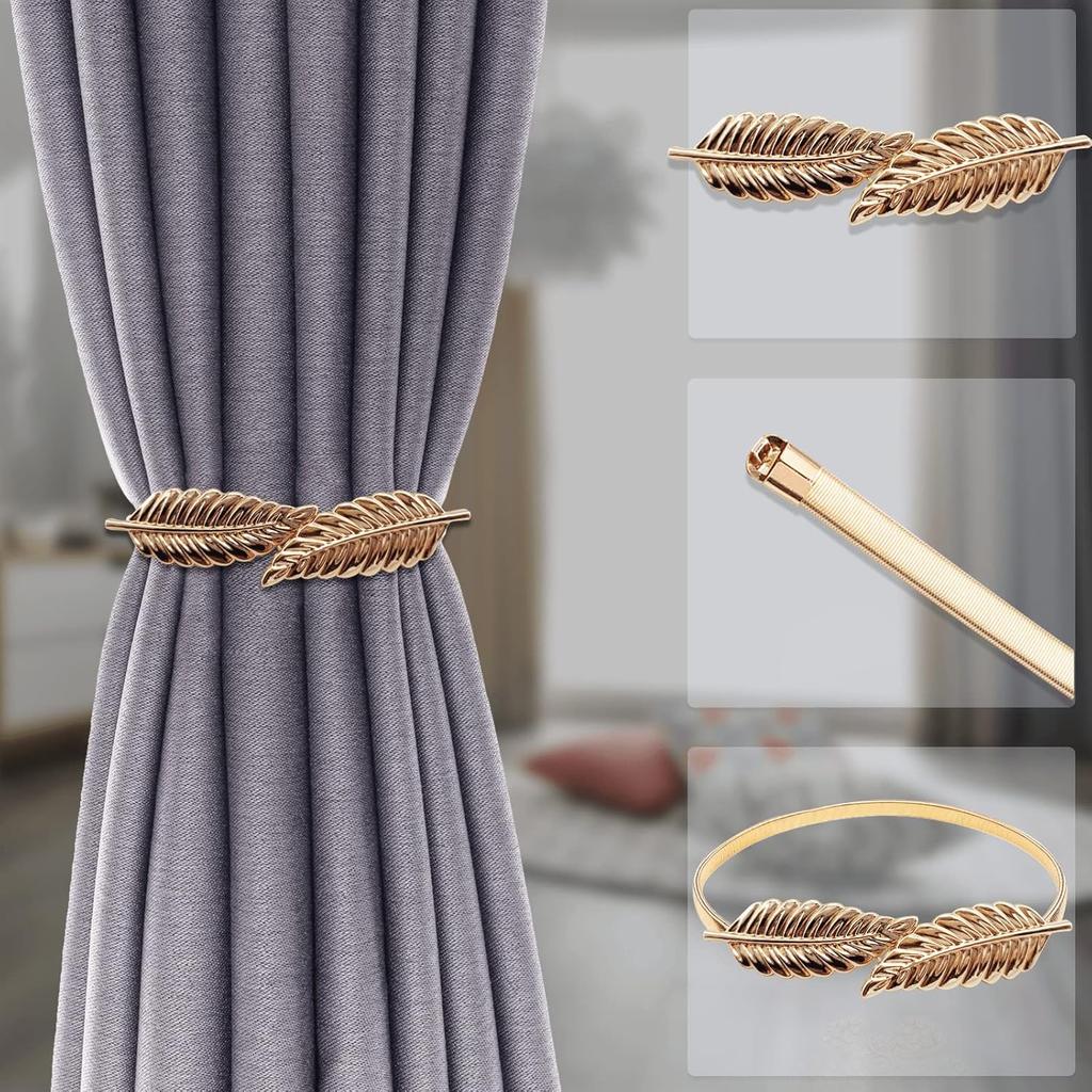 Curtain Tiebacks Aluminum Alloy Spring Design Curtain Ties Carving Design Curtain Holdback Curtain Holders for Drapes Thin or Thick Curtain Modern