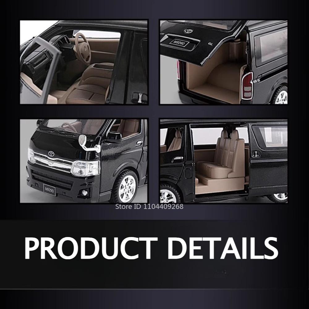 1:32 HIACE MPV LM300H Alloy Car Model Toy Diecast Metal Van Simulated Business Vehicles Light Sound Toys For Boys Birthday Gifts