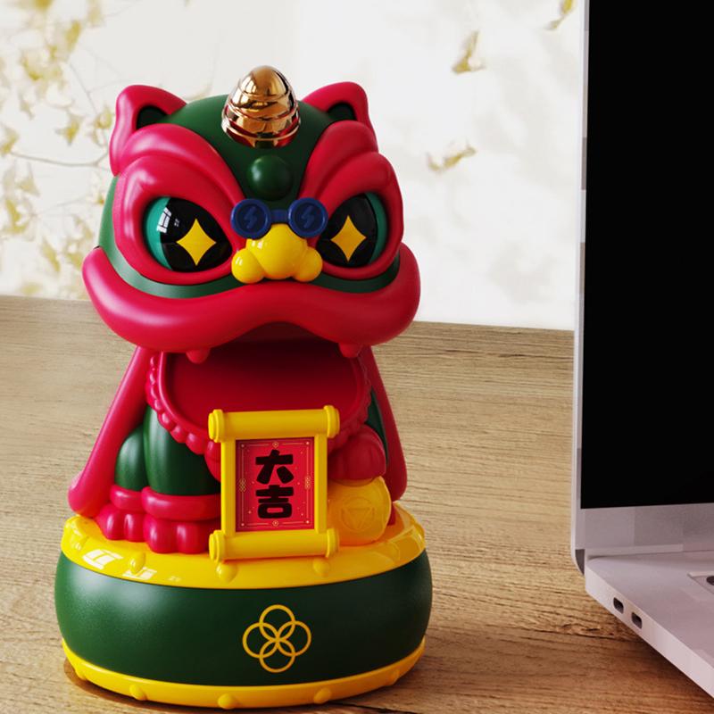 Maskottchen Ornament Chinesischer Stil Glücklicher Tanzender Löwe Modell Solarbetrieben Heimdekoration Feiertagsgeschenke Bringen Reichtum Glück