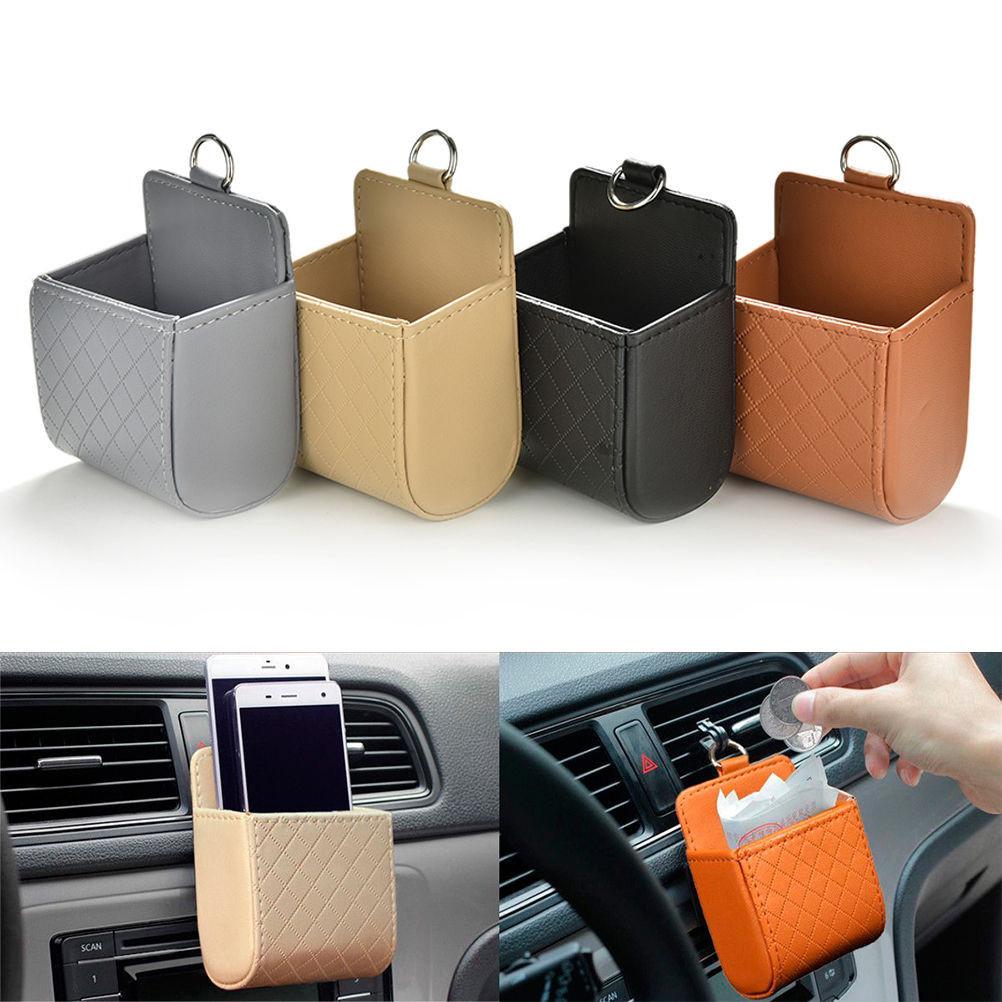 Leder Auto Lüftungsschlitz Aufbewahrungstasche Kreativ Cartoon Multifunktional Telefon Münz Organizer Box