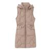 Dámská bavlněná vesta střední délky s kapucí: Módní, Zeštíhlující, V pase stahující, Hřejivé a Větruodolné svrchní oblečení
