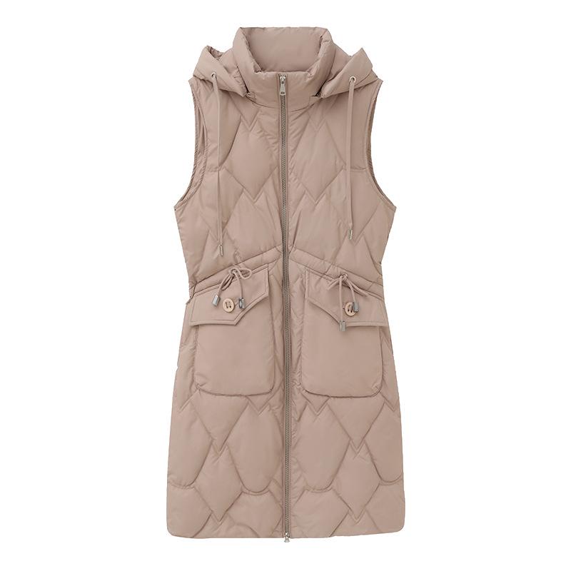 Women's Mid-Length Hooded Cotton Vest: Fashionable, Slimming, Waist-Cinching, Warm, and Cold-Proof Outerwear