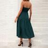 Women's Casual Fashion High-waisted V-neck A-line Dress With Ruffle Sleeves Ruffle Sleeves