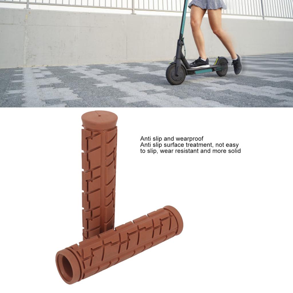1 Pair Bike Handlebar Grips Brown Rubber Universal Shock Resistance Ergonomic Comfortable Bike Handle Grips for Bicycles Folding Bikes