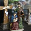 Vintage Holy Family Christmas Figurine Resins Nativity Scene Sculpture Holiday Tabletop Religious Decors Ornament Gift