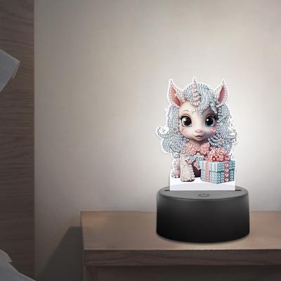 Pintura de Diamante Acrílica Dupla Face Luz Noturna LED Arte com Diamantes Ornamentos de Luz Pedras Strass Lâmpada Noturna para Adultos Iniciantes