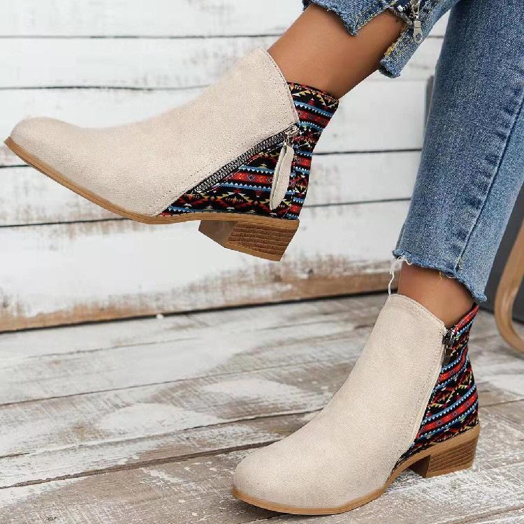 Plus Size Suede Women's Ankle Boots - Autumn/Winter 2021, European & American Style