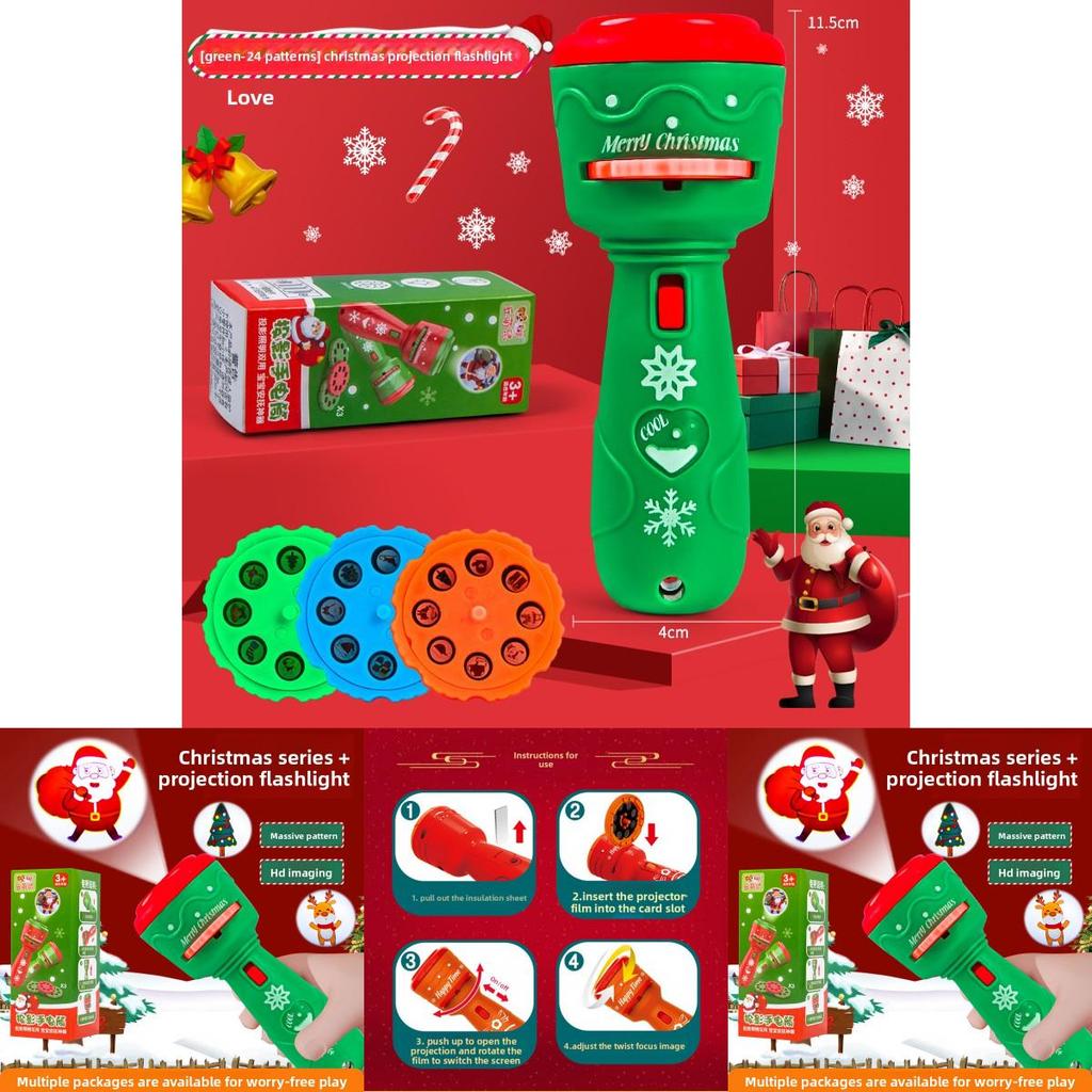 Christmas Toy Projection Flashlight For Kids With Led Light And Visual Development