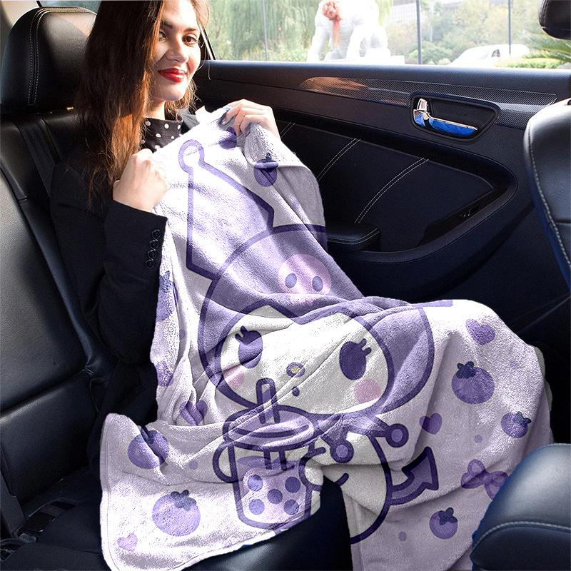 1pc Kuromi Drinking a Drink Blanket, Soft Warm Throw Blanket for Home Decor, Living Room, Travel, Camping, Car Blankets, Beach, Office Naps, Gift Idea