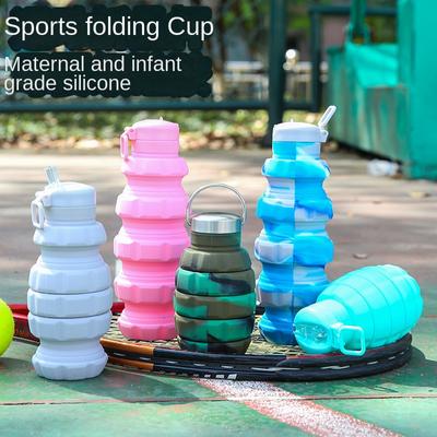 Tazza per acqua in silicone commestibile per sport all'aperto a prova di perdite da viaggio retrattile pieghevole alpinismo fitness borraccia in silicone portatile