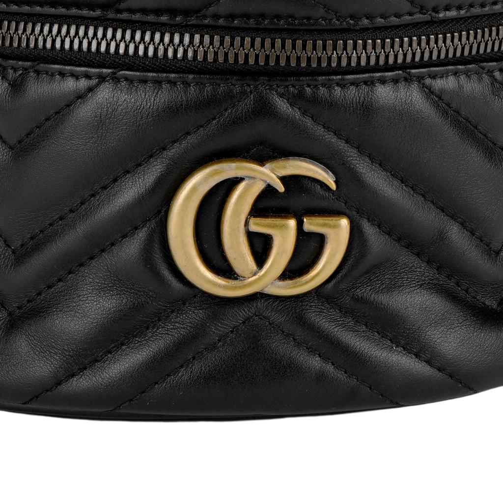 Gucci Gg Marmont Gold Label Logo Quilted Leather Makeup Bag Tote Bag Backpack Shoulder Bag Women'S Black