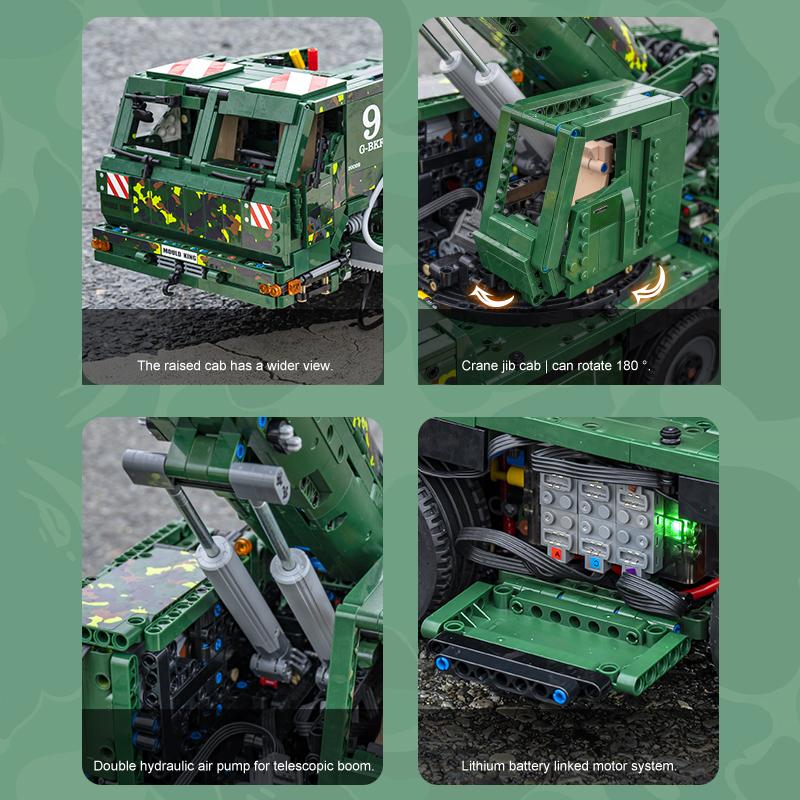 MOULD KING 20009 Technisches Ingenieursspielzeug für Erwachsene, gepanzerter Bergungskran, Bausteine, Ziegel, pneumatischer Kran, Kinderspielzeug