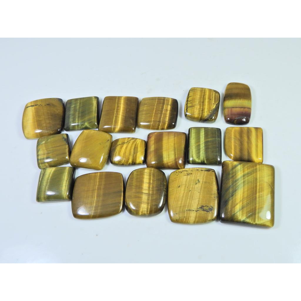 332 Karat Natürlicher Tigerauge Achteck Cabochon Lose Edelsteine 17 Stück Los 16-28 MM C-716