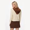 Women's Hooded Knit Long Sleeve Slim Solid Colour Splicing Bottom Shirt Top