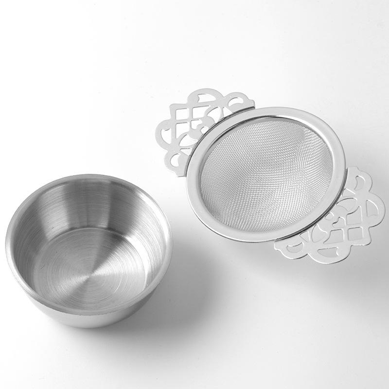 

304 Stainless Steel Tea Drain Strainer Tea Filter Mesh Tea Drip Bowls Teapot Strainer With Petal Handles Tea Divider