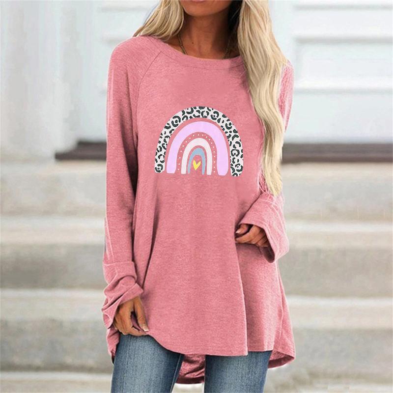 2021 Autumn Winter Loose T-Shirt Women Heart 3D Printed Tops O-Neck Long Sleeve Oversized Shirt Female Girls Harajuku Pullover