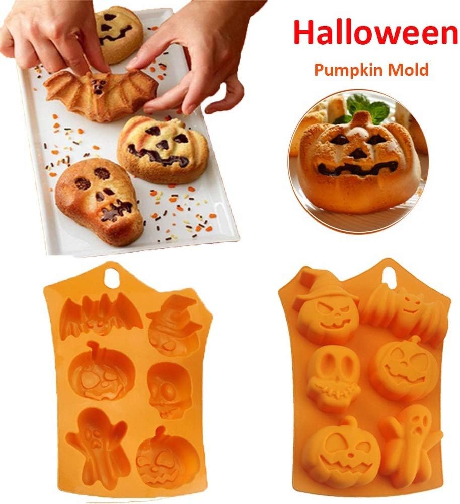 Silicone Halloween Ghost Pumpkin Baking Mold Set Non-Stick Chocolate Jelly Fondant Cake Baking mold for Party Gift Handmade