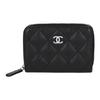 CHANEL classic zipper grain embossed silver buckle calfskin with metal wallet female black