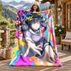 Hyuga Hinata Custom Name Flannel Blanket Personalized Soft Warm Plush Throw Blanket Customized Gift for Family Friends
