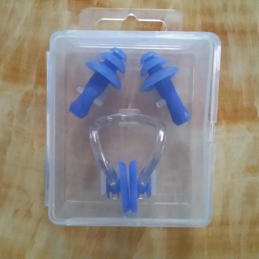 W32 Swimming Earplug Nose Clip Set Three-layer Silicone Waterproof For Surfing Diving Swimming