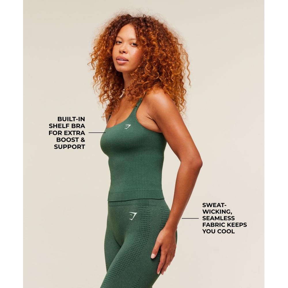 Gymshark Vital Tank With Shelf Obsidian Green Marl B4c6d Ebdk