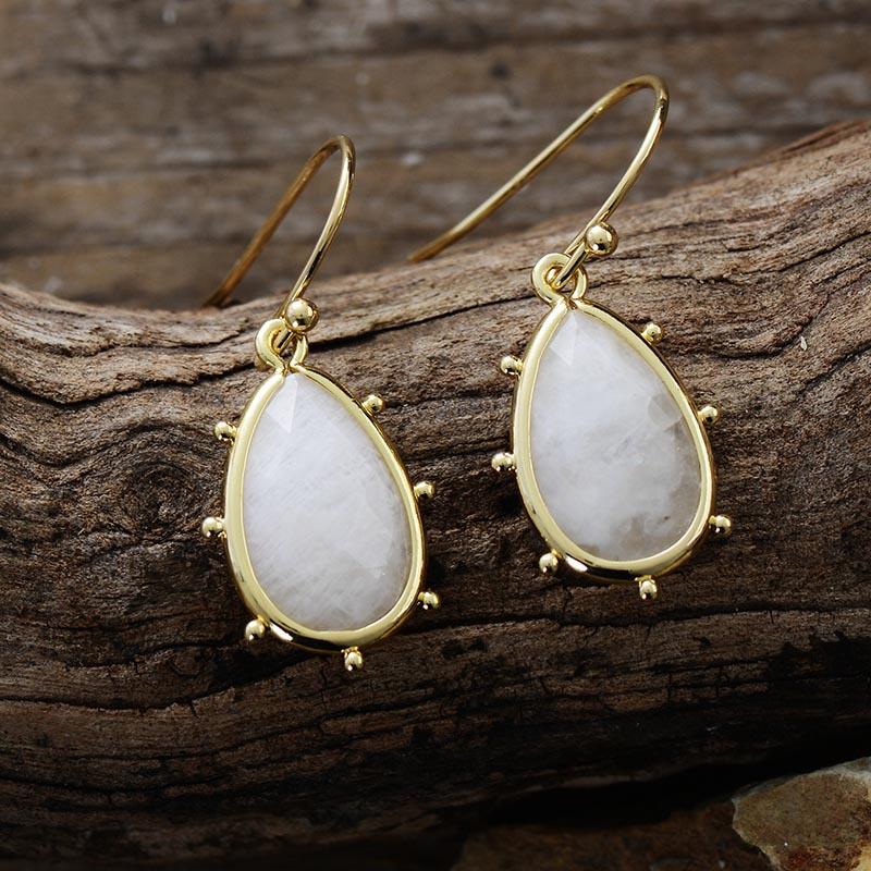 High quality water drop natural crystal stone simple earrings earrings popular jewelry