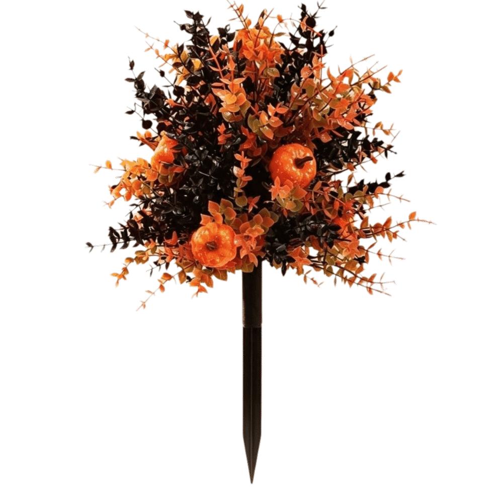 Realistic Artificial Eucalyptus Pumpkin Stakes Plastic Weatherproof Autumn Garden Stakes UV Resistant Anti-Fade