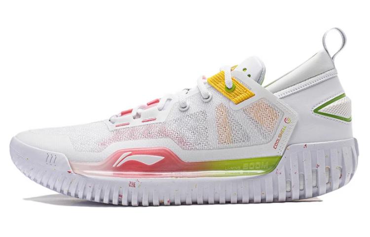 Li Ning BadFive 3 Low Cushioning Abrasion Resistant Lightweight Low top Basketball Shoes Unisex White Red Yellow ABFU005-4