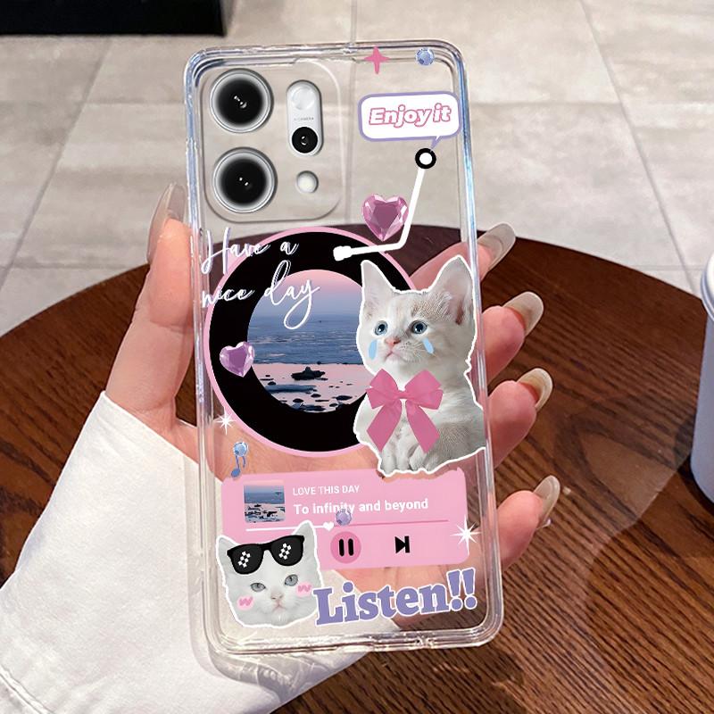 Casing For Oppo Reno14 / Reno 14F / Reno 14 Pro Clear Silicone Jelly Soft TPU Back Cover Cute Rabbit Cat Dinasaur Phone Case