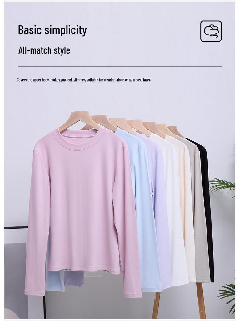 Women's Lyocell Long Sleeve Round Neck Slim-Fit Shirt - New for Spring/Autumn 2026
