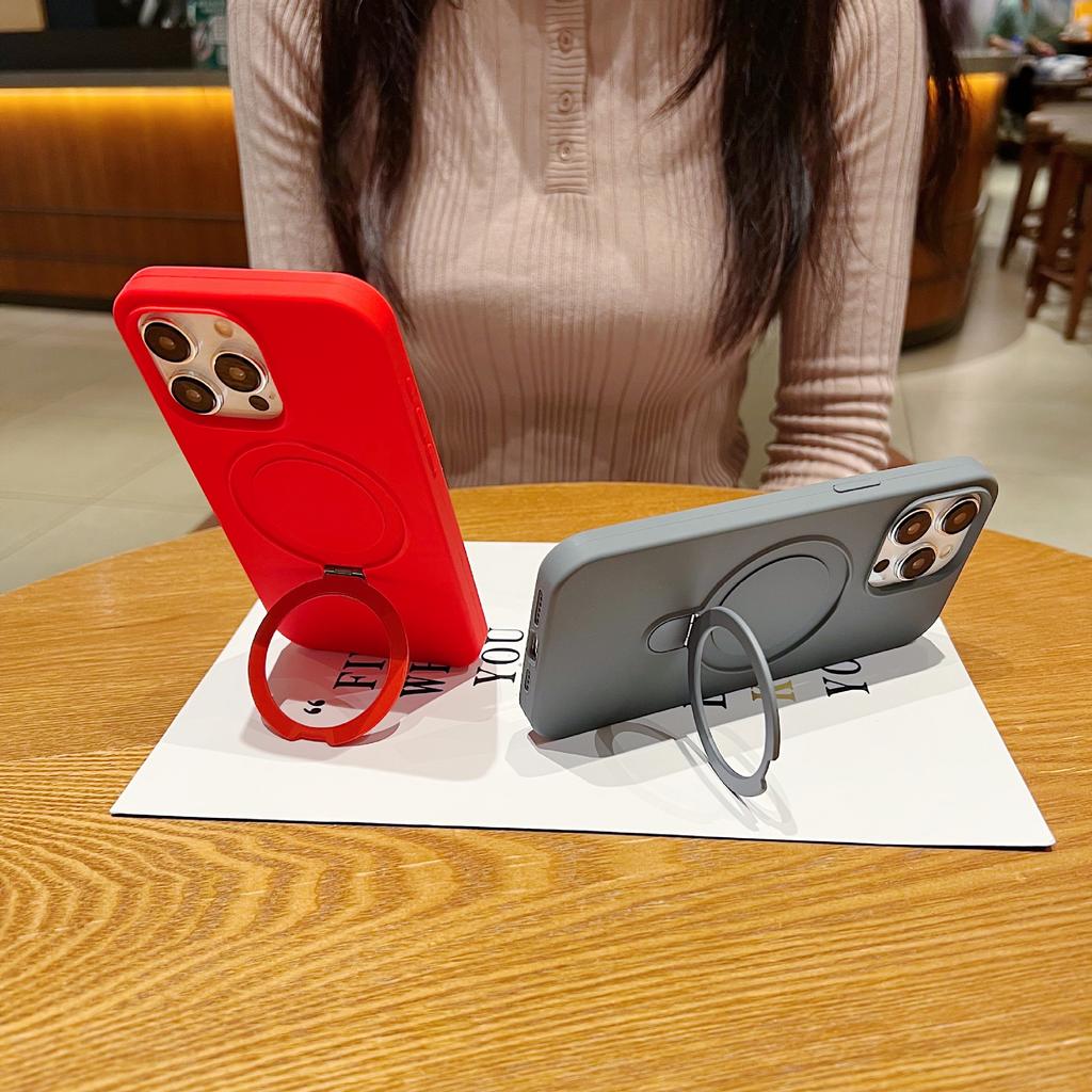 Applicable To Apple 16promax Mobile Phone Case Liquid Silicone Four-pack Magnetic Bracket IPhone 15 Protection Case
