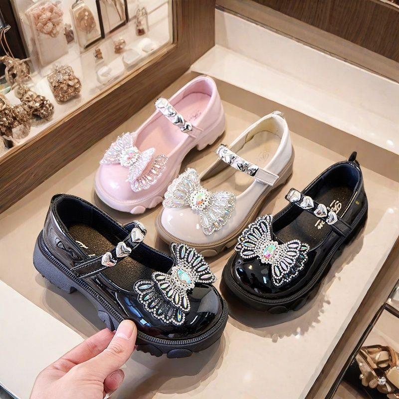 Girls' Leather Dance Shoes – Soft-Soled French Princess Style, British-Inspired for Children's Dance School