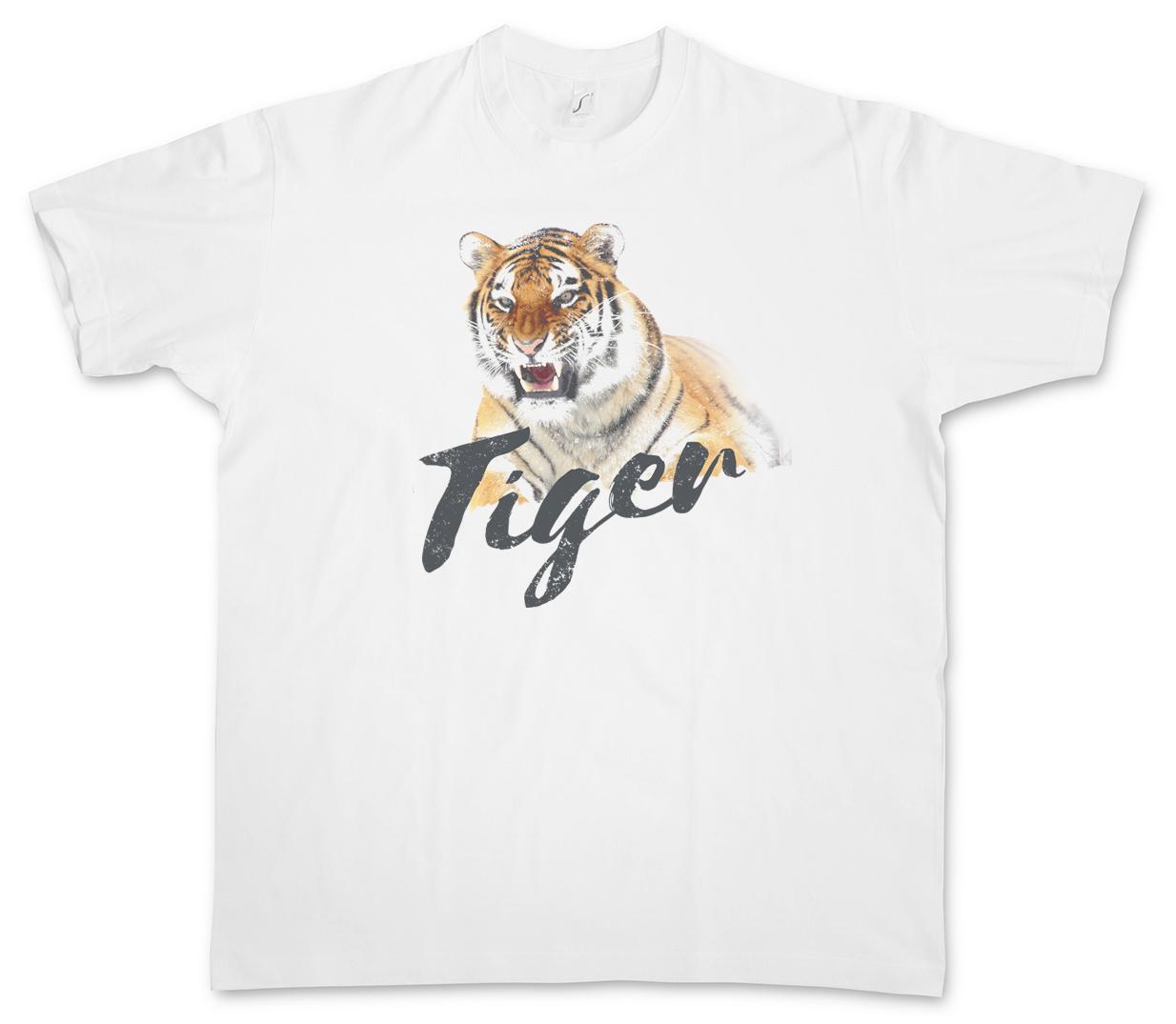 TIGER T-SHIRT Fell Tigers Fur Tattoo Asia White Animal Wildlife Africa Welfare L