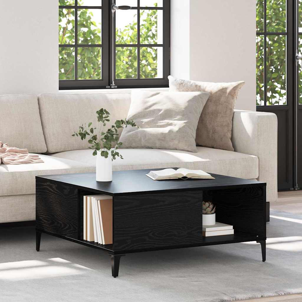 Coffee Table Black Oak Effect 80 X 80 X 36.5 Cm Engineered Wood