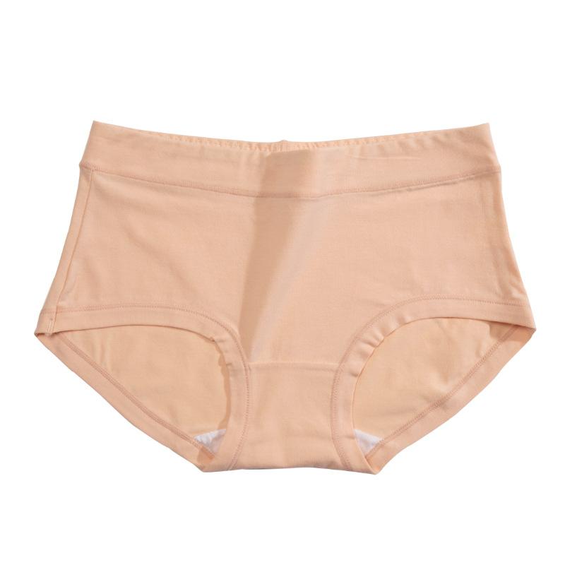 Fashionable women's mid-rise breathable butt-lifting plain cotton large size triangle panties