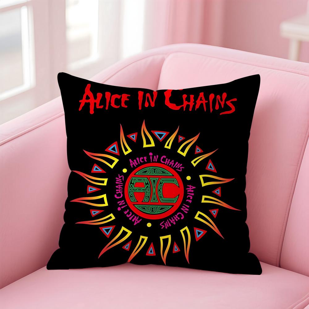 A-Alice In Chains Band Cushion Cover Comfortable Reversible Pillow Cover Ideal For Car Sofa Bedroom & Beyond