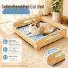 Elevated Moisture-Proof Solid Wood Pet Bed with Washable Lounging Mat – All-Season House for Cats and Small Dogs