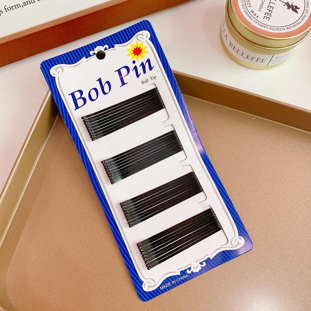 Korean Style Black Thin Metal Hairpin - All-Match Accessory