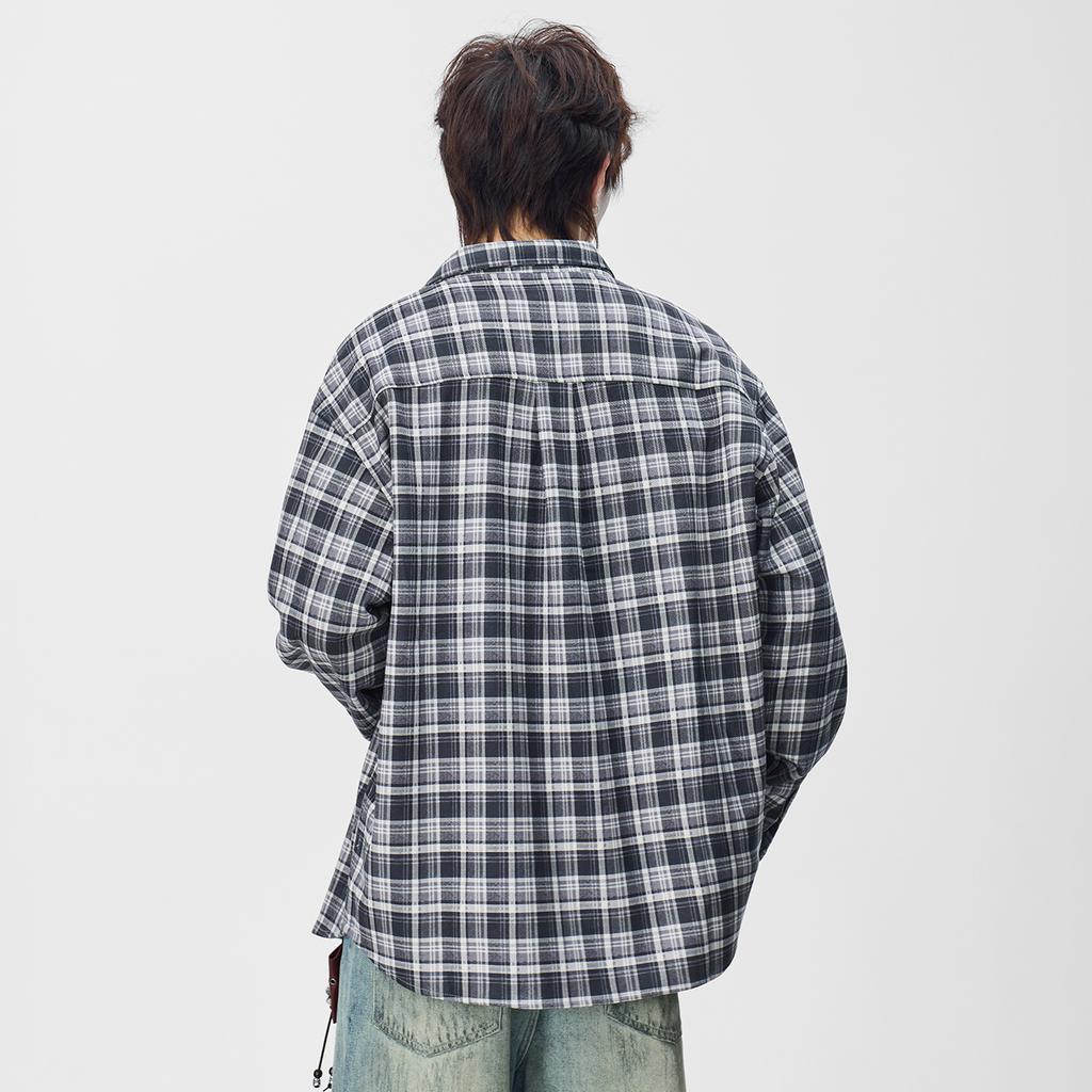 Retro Casual Checkered Shirt Men's Spring Long Sleeved Loose Collared Versatile Jacket