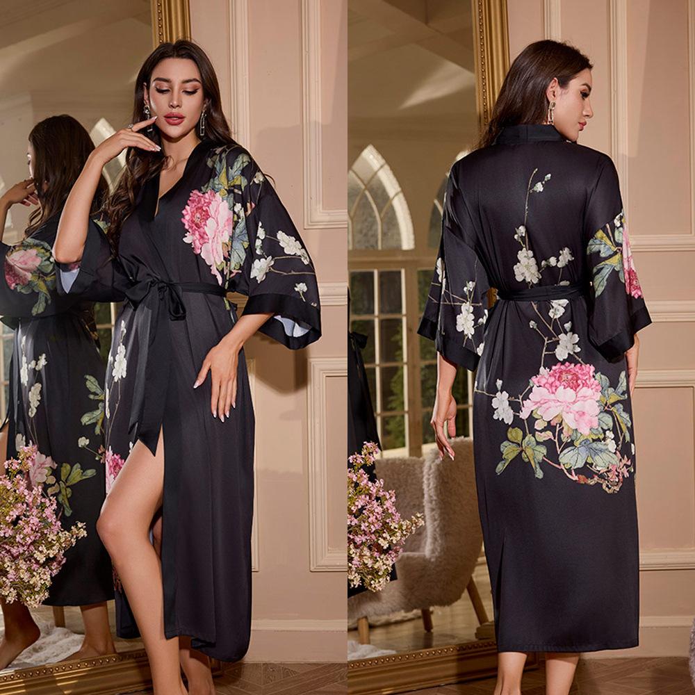 Yaoting's new pajamas women's spring and autumn seven-quarter-sleeved satin pajamas women's long-sleeved thin loungewear WP1110
