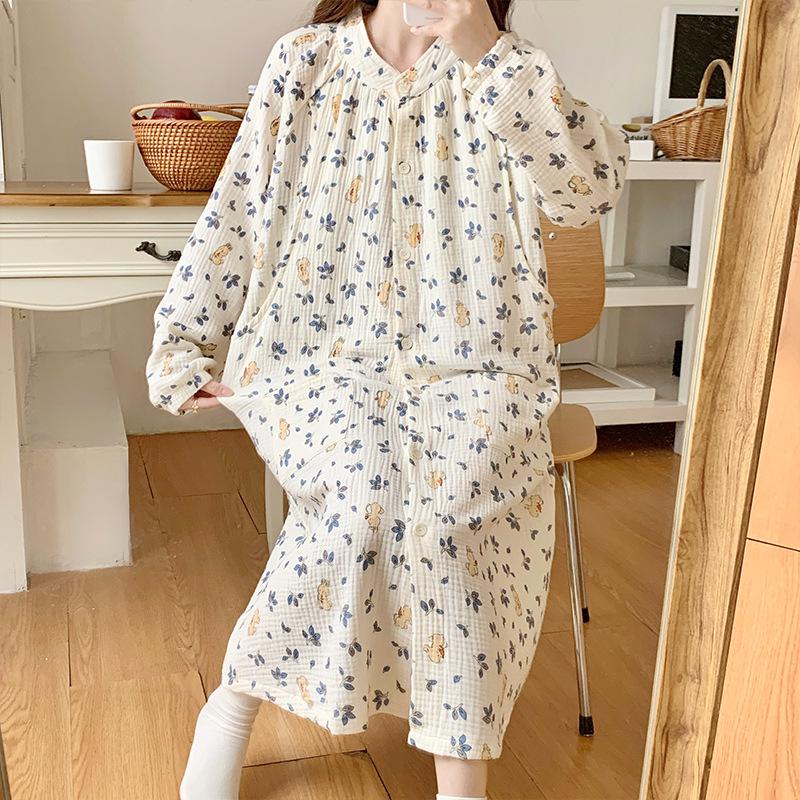 Frühling-Herbst Baumwolle Schwangerschaft Still Nachthemd Kleid für Schwangere Frauen