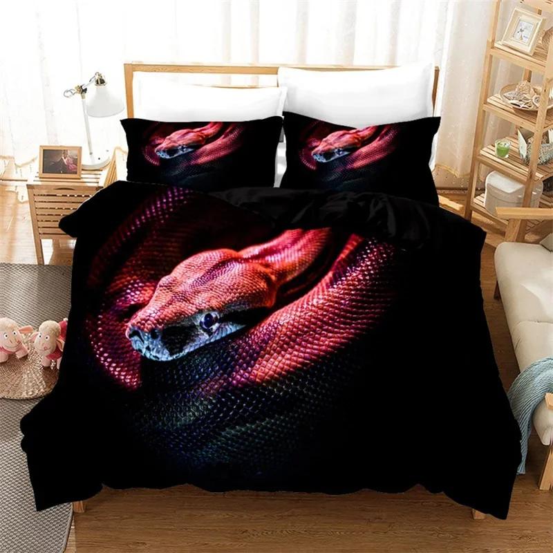 Snake Soft Duvet Cover Romantic Red Rose Floral Beding Set Microfiber Wild Animal Warm Comforter Cover Single King Quen For Children Kids Adult People