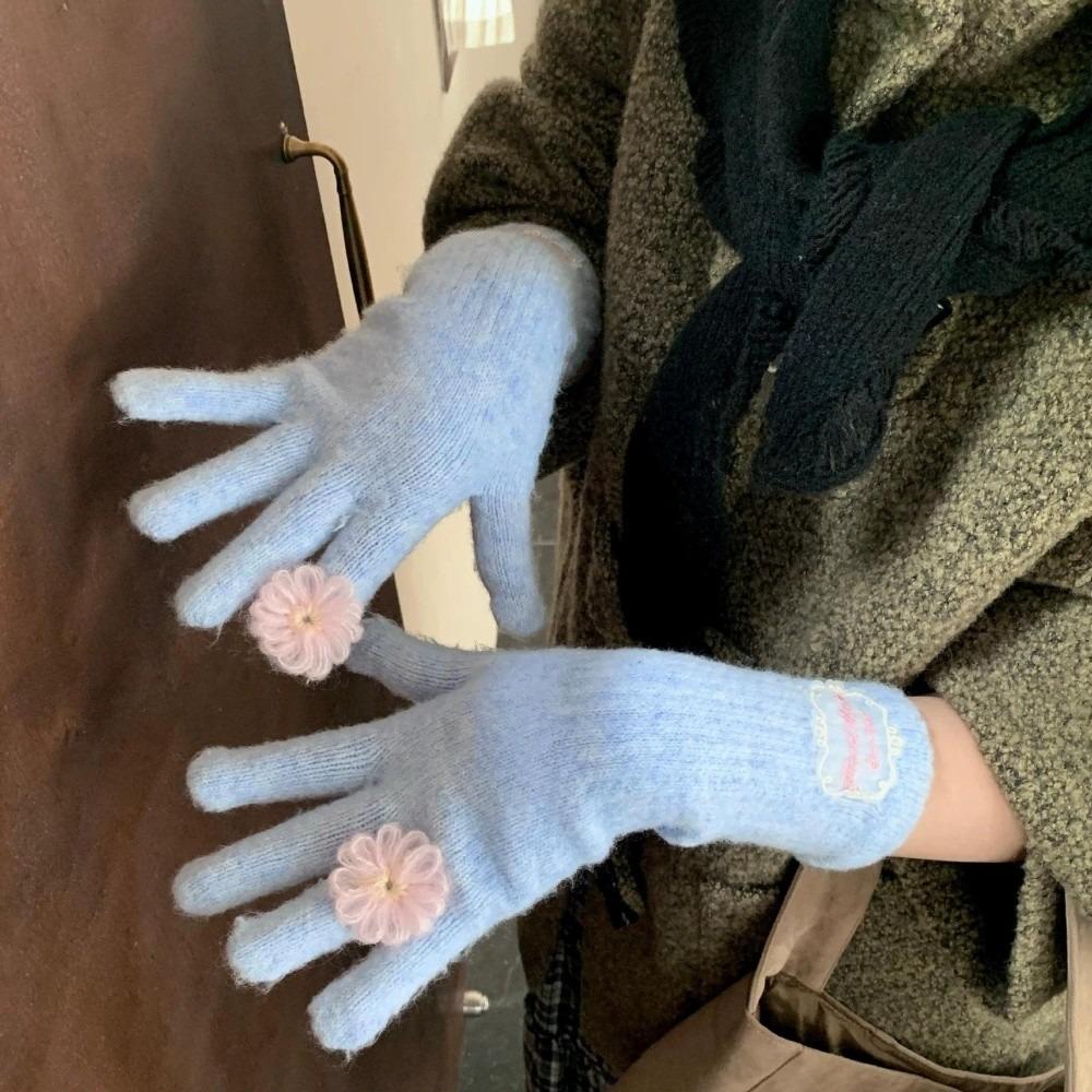 Soft Warm Knitted Winter Gloves Spring Full Finger Gloves  For Women
