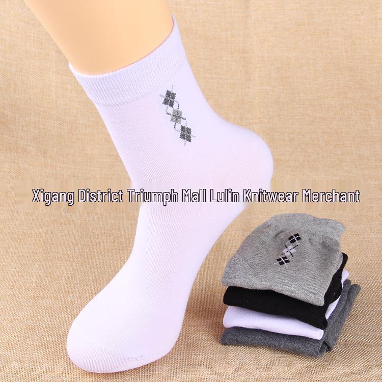 

ML004 Корейские носки аргайл средней посадки, дышащие, мужские, хлопковые белый