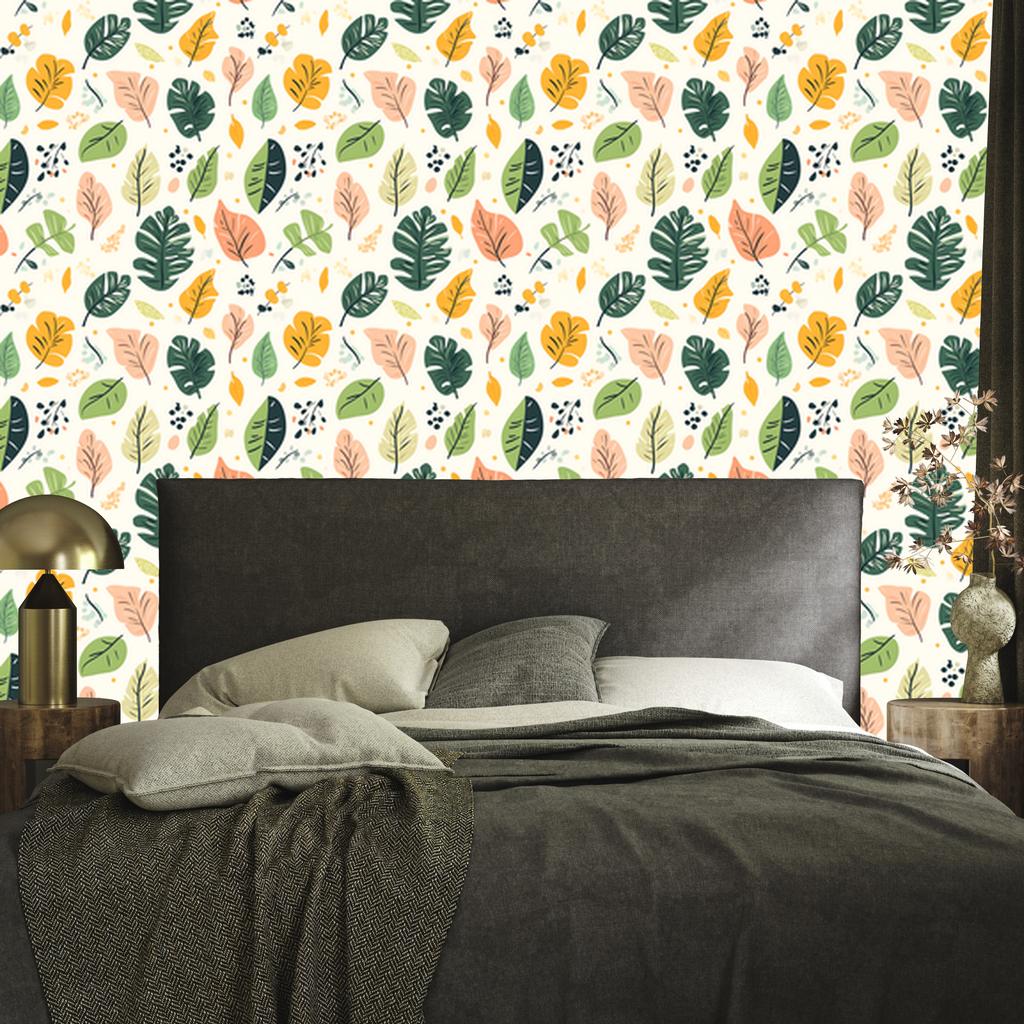 Summer wallpaper white, cream and lime for living room and bedroom 50x1000