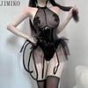 Jimiko Sexy Costumes For Adult Women Erotic Lingerie Onesies Latex Leather Bodysuit Halloween Cosplay Devil Anime Outfits 18+