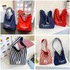 Borsa a Tote in Tela da Donna con Strisce Eleganti e Design Bicolore per l'Uso Quotidiano